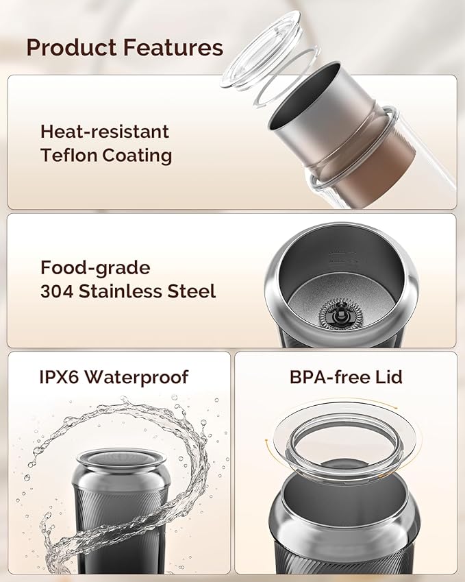 Maestri House Milk Frother, 3-in-1 Hot & Cold Mik Frothing Steamer, 8.12OZ/240ML Touch Control Foam Maker, Compact Space-saving Design for Latte, Cappuccino and Warm Milk