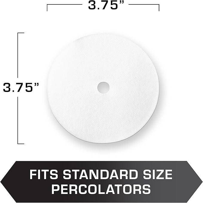 COLETTI Percolator Coffee Filters — Disc Coffee Filters For Percolators – For Bozeman, Butte, & Scoutmaster Camping Coffee Pot – Medical Grade Fiber, Perfectly Tasteless [100 pack, Synthetic, 3.75”]