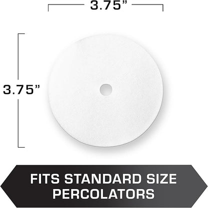 COLETTI Percolator Coffee Filters — Disc Coffee Filters For Percolators – For Bozeman, Butte, & Scoutmaster Camping Coffee Pot – Medical Grade Fiber, Perfectly Tasteless [100 pack, Synthetic, 3.75”]