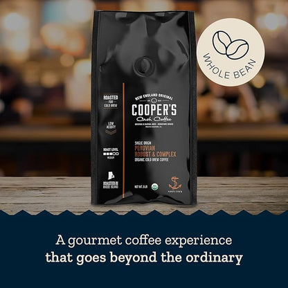 Organic Cold Brew Coffee Peru Reserve Single Origin Peruvian Coarsely Whole Bean - 5 lb. Bag - Medium Roast