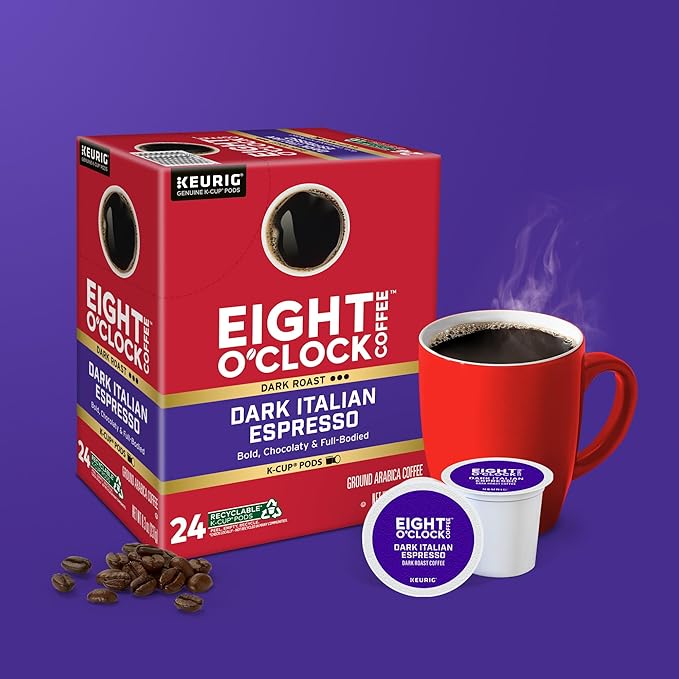 Eight O'Clock Coffee Dark Italian Espresso Roast Keurig Single-Serve K-Cup Pods, Dark Roast Coffee, 96 Count