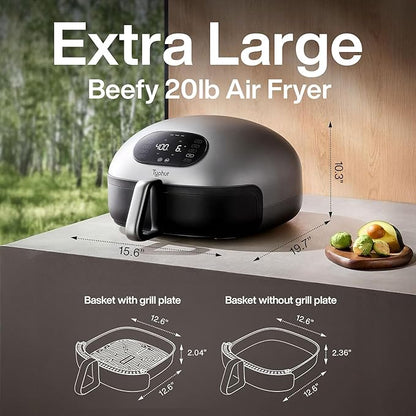 Dome 2 Air Fryer, Extra Large Airfryer with Superior Airflow, Self-cleaning Smart Digital Fryer with PFAS free Basket for Quick Easy Meals, Fits a 12" Pizza or 4-Slice Toast