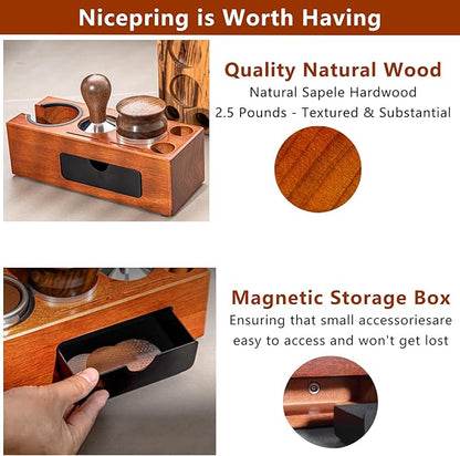 54mm Espresso Tamping Station - 8 in 1 Espresso Tamp Station and Coffee Organizer for Storage 51/53/54mm Portafilter Tamper Distributor Puck Screen Accessories