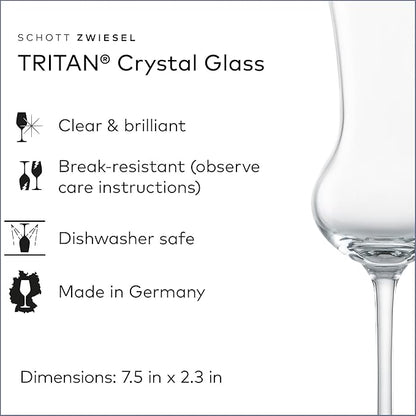 SCHOTT ZWIESEL Bar Special Grappa Glass (Set of 6), Shot Glasses with Stem, Dishwasher-Safe Tritan Crystal Glasses, Made in Germany (4 Ounce)