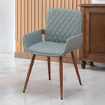 Load image into Gallery viewer, LUNLING Mid Century Modern Faux Leather Dining Room Chairs,Upholstered Seat Metal Legs Chairs Blue Faux Leather Kitchen Chair Reception Room Chair,1PCS