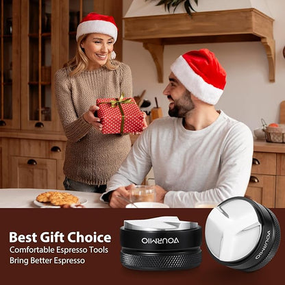 58mm Coffee Distributor - Adjustable Depth Stainless Steel Base Espresso Distribution Tool, Compatible with Breville 58mm Portafilter, Professional Barista Espresso Accessories, Black