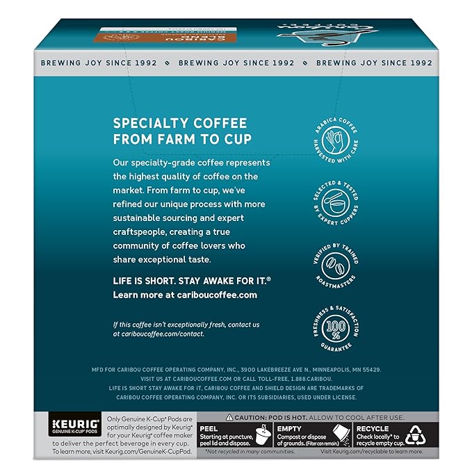 Caribou Coffee Caribou Blend, Keurig Single-Serve K-Cup Pods, Medium Roast Coffee, 32 Count(Pack of 1)
