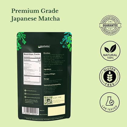 Heapwell Japanese Matcha – Premium & Ceremonial & AAA Grade Matcha Tea | Authentic Japanese Origin (1lb (453g), Premium Grade)