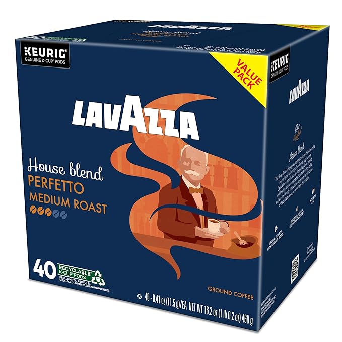 Lavazza House Blend Perfetto, Single-Serve Keurig K-Cup Pods, Medium Roast Coffee, 40-Count Box