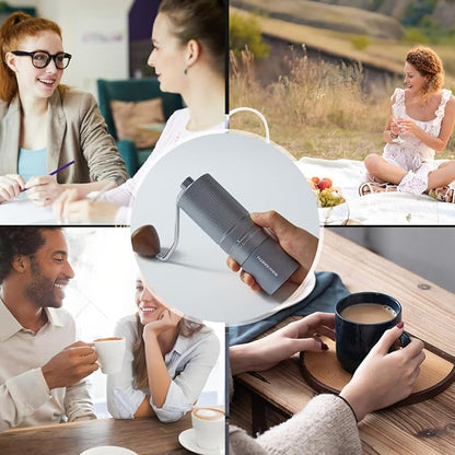 M1 Manual Coffee Grinder – 7 Star Stainless Steel Conical Burr, 60 Clicks External Adjustment, 30g Capacity : Portable Burr Grinder for Espresso, French Press, Turkish, Cold Brew