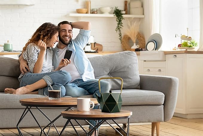 Toptier Cast Iron Teapot, Stovetop Safe Japanese Cast Iron Tea Kettle, Diamond Design Tea Pot with Removable Infuser for Loose Tea, 40 Ounce (1200 ml), Dark Green