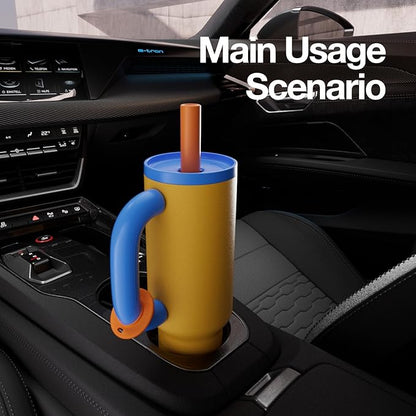 BaWang Insulated Stainless Steel Tumbler | Tumbler with Handle and Straw 33oz | Cup Holder Friendly for Travel | Leakproof Water Bottle | BPA-Free | 316 stainless steel liner| yellow＆blue