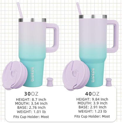 BJPKPK Tumbler With Handle 30 oz Stainless Steel Insulated Tumbler With Lid And Straw For Water Or Ice Coffee,Lavender Green