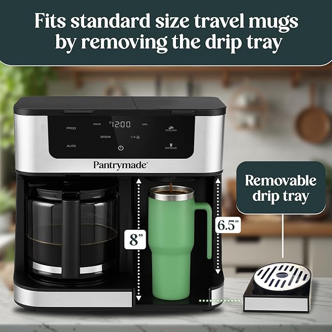 Deluxe 12-Cup Coffee Maker & Single Serve Brewer – Programmable, K-Cup Compatible, Adjustable Brew Size, Glass Carafe, Auto Shut-Off - Ideal for Home or Office