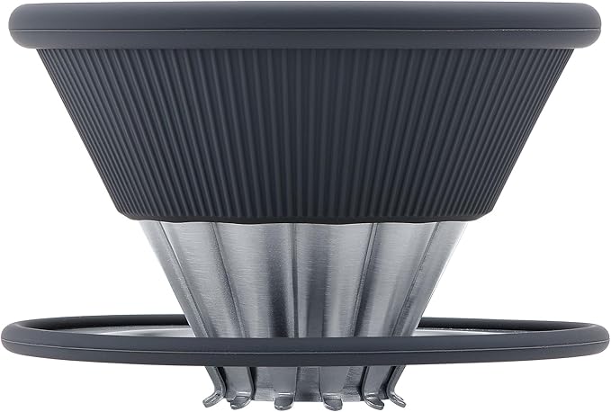 Normcore 2-in-1 Pour Over Coffee Dripper, Single Cup Travel Coffee Dripper, Use V60 and Wave Filter Paper Coffee Maker, 304 Stainless Steel, Silver