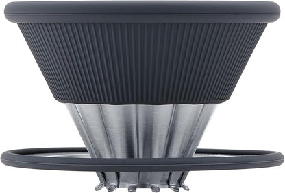 Normcore 2-in-1 Pour Over Coffee Dripper, Single Cup Travel Coffee Dripper, Use V60 and Wave Filter Paper Coffee Maker, 304 Stainless Steel, Silver