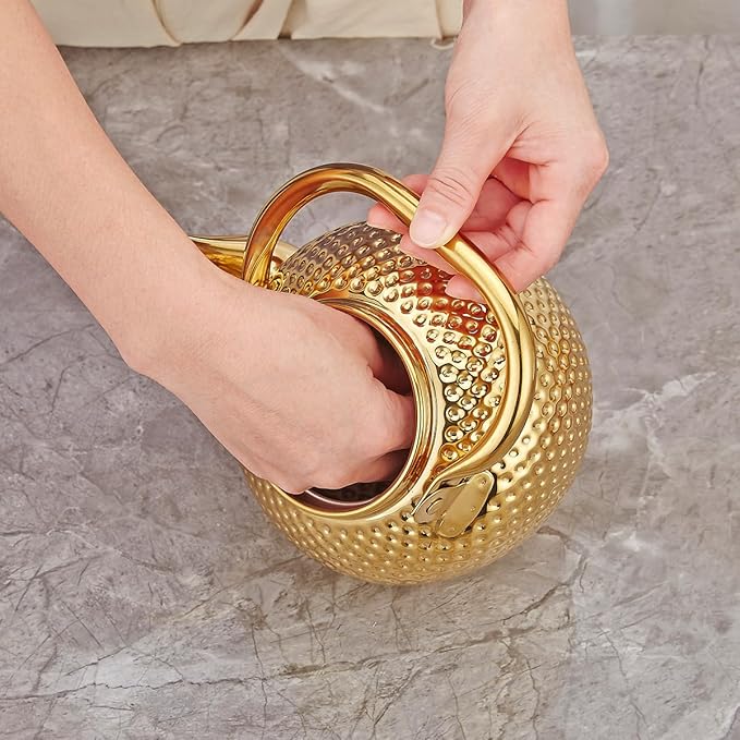 SANQIAHOME 2000ml teapot with Infuser stainless steel Water Boilers lifting handle Tea Maker Water Kettle for Induction/Gas gold