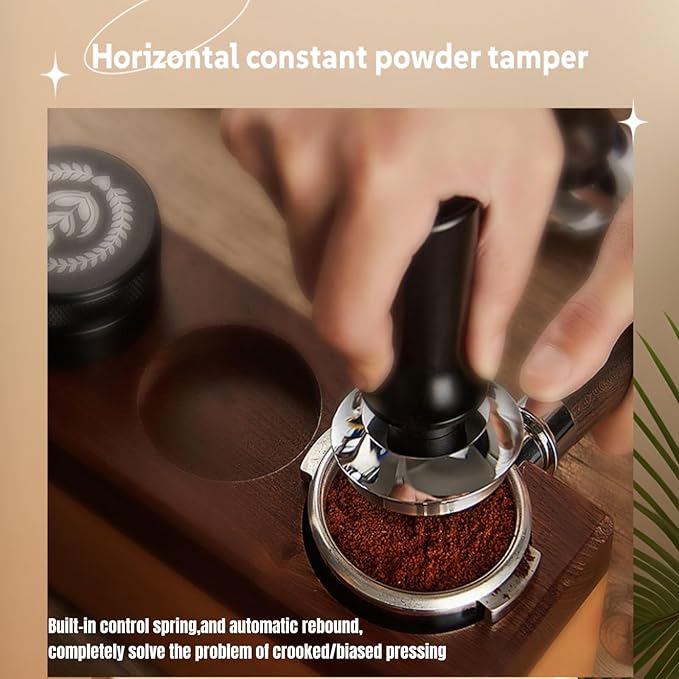Espresso Tamper, Coffee Tamper 58mm Espresso Hand Tamper 30lbs Stainless Steel Base Tamper Espresso Spring-loaded Tamper for Barista Home