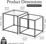 Load image into Gallery viewer, VILAWLENCE Coffee Table Set of 2, Modern Black Patterned Glass Side Table, Metal Frame Square End Table, Center Tables Nesting Coffee Table for Living Room,Bedroom and Small Spaces