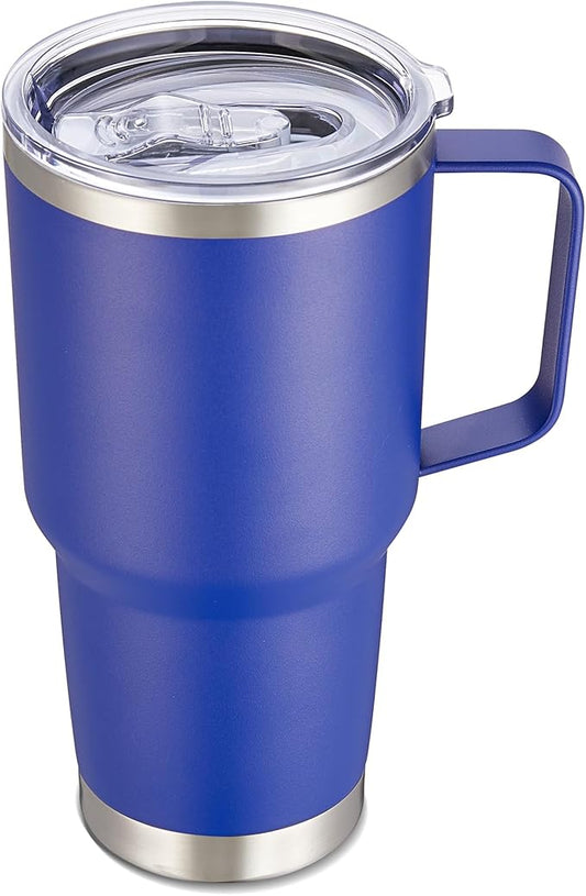 30 oz Tumbler with Handle and Lid, Stainless Steel Tumblers Double Wall Vacuum Insulated Travel Mug Leak Proof Cup Keep Drinks Cold and Hot Blue, 1 Pack