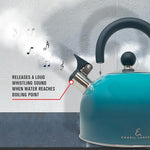 Load image into Gallery viewer, Emeril Lagasse 2.6 Quart/2.5 Liter Whistling Tea Kettle, Stainless Steel Tea Pot for Induction Stove Top, Fast to Boil Water for Home Kitchen Condo, with Ergonomic Cool Folding Grip Handle, Teal