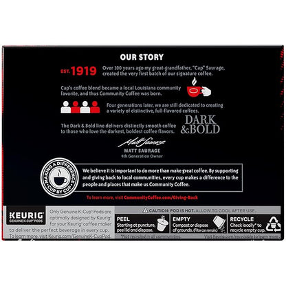 Community Coffee Dark & Bold Exxtra Boost 12 Count Coffee Pods, Compatible with Keurig 2.0 K-Cup Brewers, 12 Count (Pack of 1)