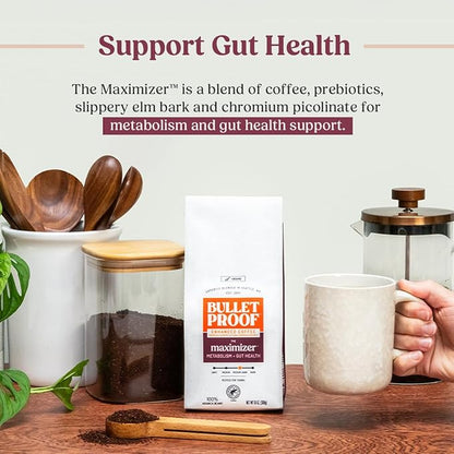 Bulletproof The Maximizer Ground Coffee, 10 Ounces, Clean Coffee with Prebiotics, Metabolism and Gut Health Support, Packaging May Vary