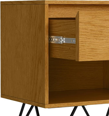 SIMPLIHOME Hunter 20 inch Wide Industrial Nightstand in Oak for the Living Room and Bedroom