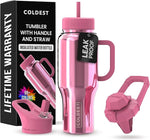 Load image into Gallery viewer, Coldest Tumbler with Handle and Straw - 100% Spill Proof Tumbler with Straw (3 Lids) - Stainless Steel Insulated Leakproof Tumblers for Women &amp; Men - 36 oz (Pink Reflections)