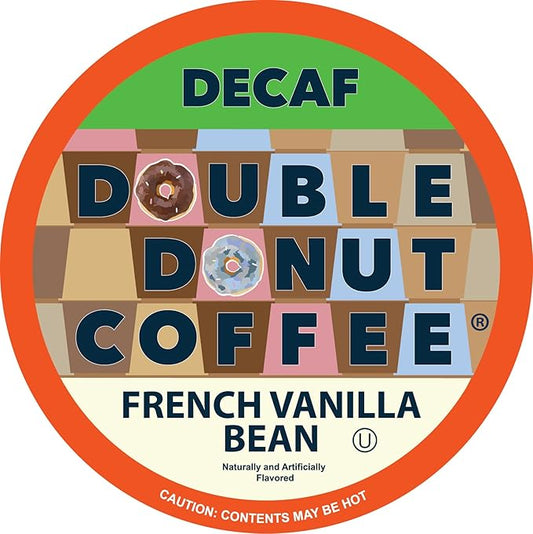 French Vanilla Coffee Medium Roast Flavored Decaf Coffee Pods for Keurig K Cups Makers from Double Donut, 96 Capsules