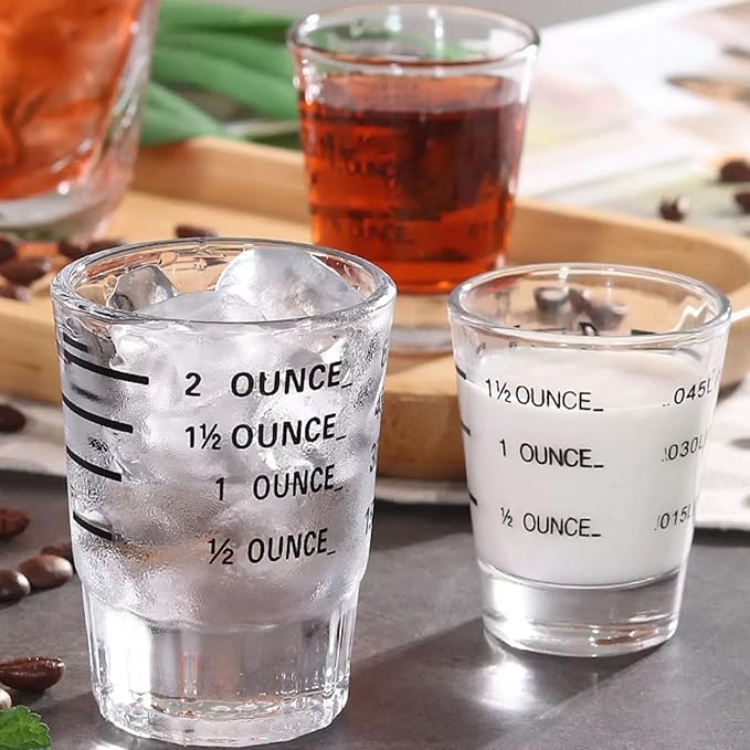 Shot Glasses Measuring cup Liquid Heavy Glass Wine Glass Espresso Shot Glass 1.5OZ/45ML (2 pack-45ml)