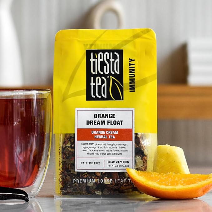 Tiesta Tea - Orange Dream Float Tea, Loose Leaf, Orange Cream Herbal Tea, Premium Caffeine-Free Tea Blend, Make Hot or Iced & Up to 25 Cups, 2.5 oz Resealable Pouch