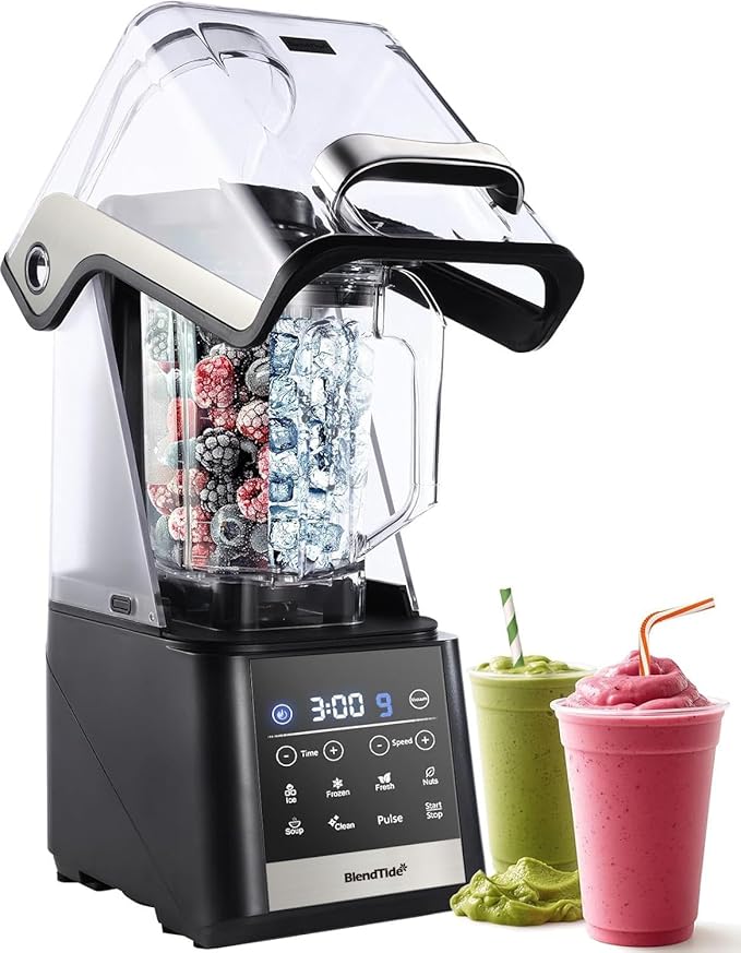 Commercial Blender, 1500W Vacuum Blender for Less Foam, Professional-Grade Quiet Shield, Kitchen Timer, 9 Speeds, 6 Programs for Smoothies, Frozen Drinks, Self-Cleaning, 64oz Bulk Production