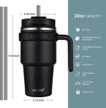 Load image into Gallery viewer, ALOUFEA 20 oz Insulated Coffee Mug Tumbler with Handle, Stainless Steel Travel Mug Tumbler with Lid and Straw,Double Wall Vacuum Leak Proof Ice Coffee Thermal Cup, Ocean Teal