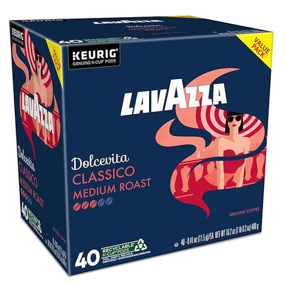 Lavazza Dolcevita Classico, Single-Serve Keurig K-Cup Pods, Medium Roast Coffee, 40-Count Box