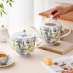 Load image into Gallery viewer, Flower Ceramic Teapot，28.7oz Blue Flower Teapot for Tea Party, Women's Gathering, Family Gathering (Blue)