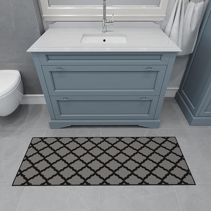 Ottomanson Hallway Runner Rug 2'2" x 6' Non Slip Trellis Area Rugs Easy to Clean Laundry Rug Runner Durable & Pet Friendly Floor Carpet Runners for Hallways Entryway Living Room Kitchen, Dark Gray