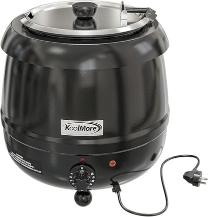 KoolMore Commercial Soup Kettle Warmer with Hinged Lid and Removable Pot Insert for Buffet, Restaurant, Party, Event, and Catering, Large 2.5 Gallon, Electric [Black] (SK-BK-3G)