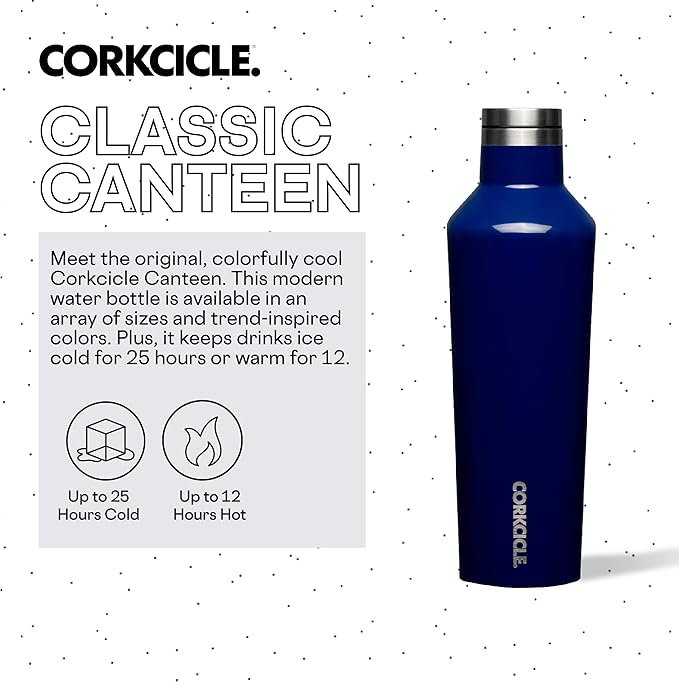 Corkcicle Classic Canteen Insulated Tumbler, Midnight Navy, 16 oz – Reusable Water Bottle Keeps Beverages Cold for 25 Hours & Hot 12 Hours – Cupholder Friendly Tumbler with Screw-On Cap