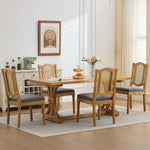 Load image into Gallery viewer, Vintage French Country Dining Chairs Set of 6, Grey Cane Back Rattan Dining Chairs with Linen Upholstered Seat, Solid Wood Legs, Farmhouse Kitchen &amp; Dining Room, Sillas De Comedor (Gray, 6Pcs)