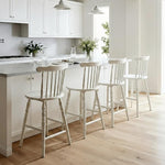 Load image into Gallery viewer, chairus 24" White Windsor Counter Height Bar Stools Set of 2, Farmhouse Wooden Counter Stools with Spindle Back &amp; Turned Legs, Rustic Vintage Colonial Bar Chairs for Kitchen Island