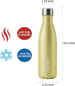Load image into Gallery viewer, BJPKPK Glitter Yellow Insulated Water Bottle 17 oz Stainless Steel Water Bottles Cola Shape