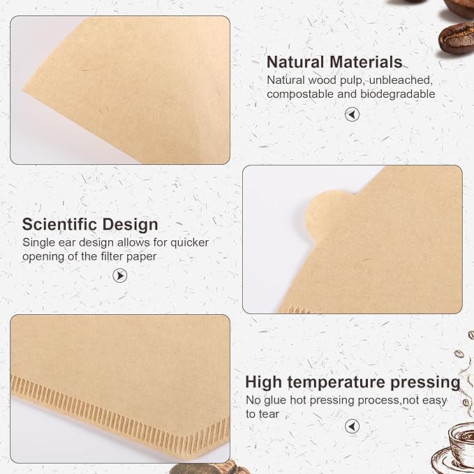 100 Count Coffee Filter #2, 2 Cone Coffee Filters Unbleached Natural 2 Cone Filters Paper Compatible with Drip and Pour Over Coffee Maker