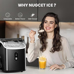 Load image into Gallery viewer, Nugget Ice Makers Countertop - Soft Chewable Pellet Ice, 35Lbs/24Hrs, Easy Operation, Pebble Ice Maker Machine with Self-Cleaning, Pellet Ice Machine with Ice Basket &amp; Scoop for Home/Bar/Party, Black