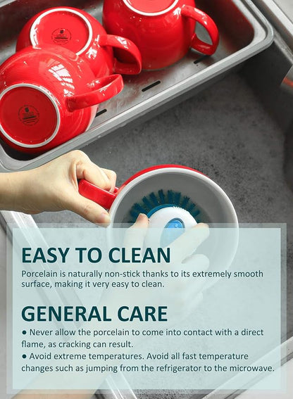 Teocera Red Mugs Set of 4, 24oz Jumbo Mugs, Large Coffee Mugs for Coffee, Hot Cocoa, Tea - Striped Design - Microwave Safe, Christmas Gift