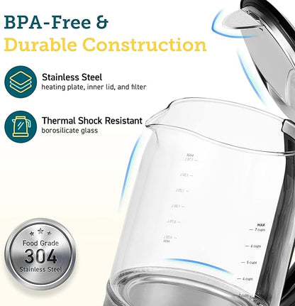 COSORI Electric Kettle Temperature Control with 6 Presets, 60min Keep Warm 1.7L Electric Tea Kettle & Hot Water Boiler, 304 Stainless Steel Filter, Auto-Off & Boil-Dry Protection, BPA Free, Black