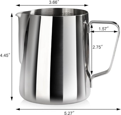New Star Foodservice Commercial Grade Stainless Steel 18/8 Frothing Pitcher (20-Ounce (Frothing Pitchers))