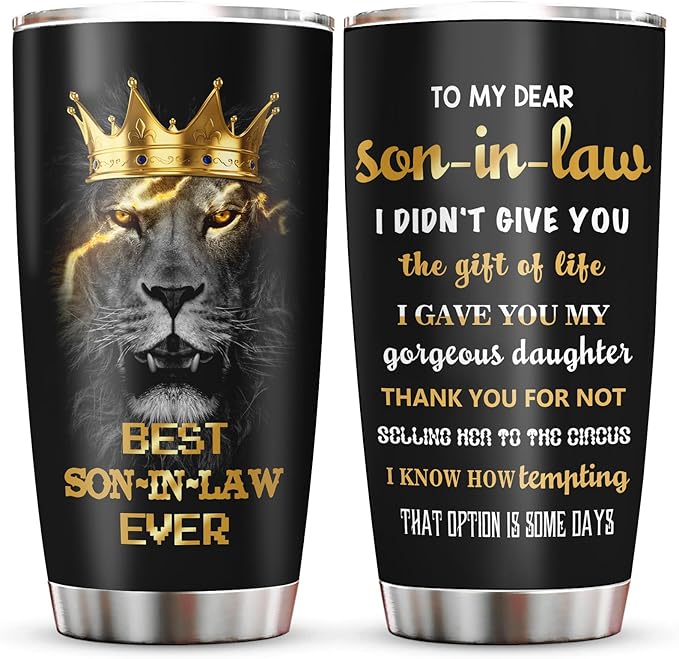 Muilzon Son in Law Gifts Tumblers 20oz - Fathers Day Christmas Birthday Gifts for Son in Law Coffee Mug - Son-in-Laws Present from Mother/Father in Law Cup