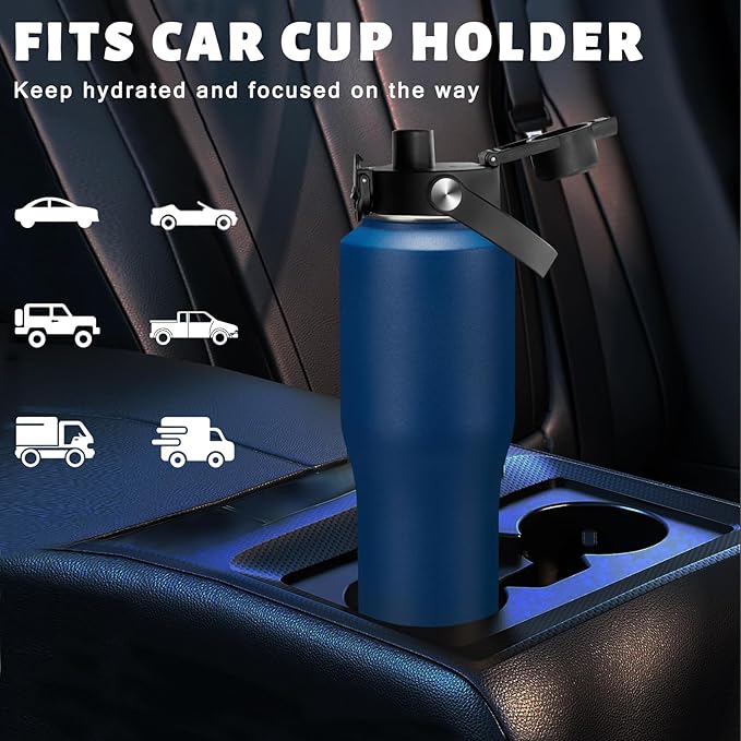 32 oz Stainless Steel Water Bottle with Straw - Spout Lid, Carrier Bag, Keep Cold-48H & Hot-24H Vacuum Insulated Flask Water Bottles Fits in Car Cup Holder, Bike, Coffee Travel Mug