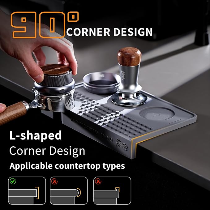 Espresso Tamping Mat for Counter, Ultra Thick Silicone Tamper Mat Coffee Bar Mat,Espresso Mat for Countertops,Fits for Baristas Home Kitchen Bar
